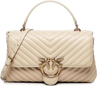 Pinko Chevron Gewatteerde Nappa Handtas - Dames - Handtassen - Beige - ONE Size - Leer - Tassen