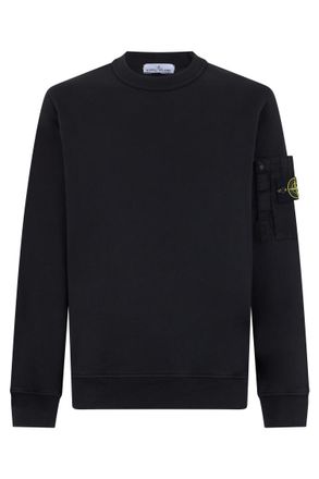 Stone Island Black Crew Neck Sweatshirts