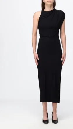Courr&egrave;ges Abito midi asimmetrico in jersey stretch