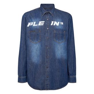 Philipp Plein Heren, Overhemden, Blauw, Maat: 2XL Denim