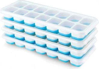 OEM Bandejas Para Cubitos De Hielo, Silicona Con Tapa, Sin Bpa, Cubitos De Hielo Caseros, F&aacute;ciles De Desmoldar, Azul/verde