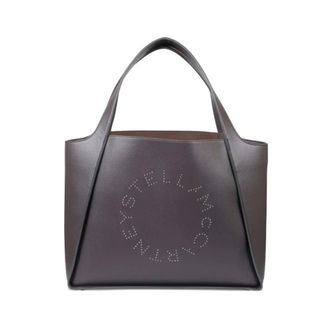 Stella McCartney Tassen, Dames, Grijs, ONE Size, Leer, Handtas met Gevouwen Zijkant