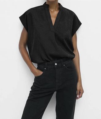 Naked Zebra Soft Matte Drop Shoulder Blouse In Black