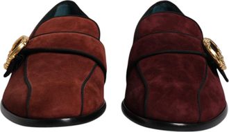Dolce & Gabbana Bordeaux Suede Loafers Formal Men Dress Mens Shoes (Pre-Owned)