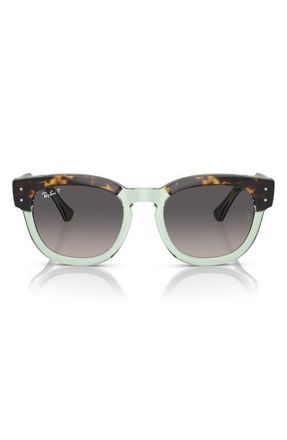 Ray-Ban Mega Hawkeye 53mm Gradient Polarized Square Sunglasses in Havana On Transparent Green at Nordstrom