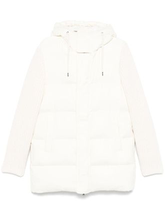 Herno knitted-sleeves coat - men - Polyester/Cotton/Cashmere/Silk/Polyamide/Polyurethane/Cupro/Goose Down/Goose Feather - 52 - White