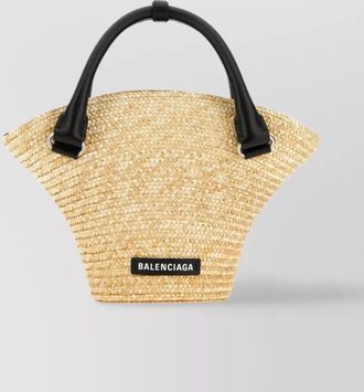 Balenciaga mini straw beach bag