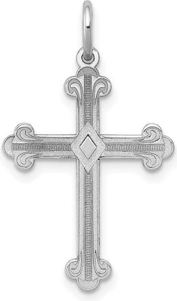 Diamond2Deal 14K White Gold Laser Designed Cross Pendant