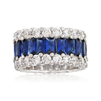 Ross-Simons Simulated Sapphire and CZ Eternity Band in Sterling Silver