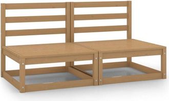 vidaXL Sofás centrales de jardín 2 uds madera maciza pino marrón miel Vidaxl