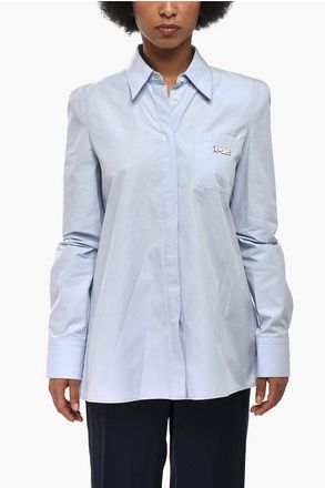 Off-white Poplin Blouse with Lace-up Back size 40