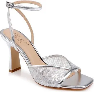 Badgley Mischka Zaha Ankle Strap Sandal in Silver Metallic at Nordstrom, Size 5.5