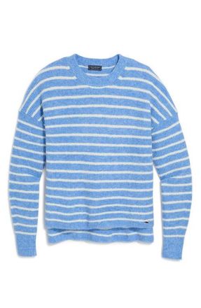 Vineyard Vines Crewneck Sweater in Ida Stripe Blue at Nordstrom, Size Medium