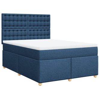 vidaXL Cama Box Spring Con Colch&oacute;n Tela Azul 160x200 Cm Vidaxl