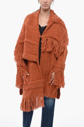 Stella McCartney Cardigan Open-Front in Misto Alpaca Sfrangiato Stella McCartney