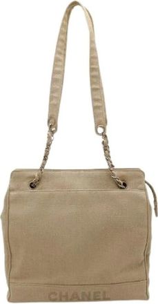 Chanel Pre-owned Shoulder Bags, female, Beige, Size: ONE SIZE Pre-owned Linen Shoulder Bag