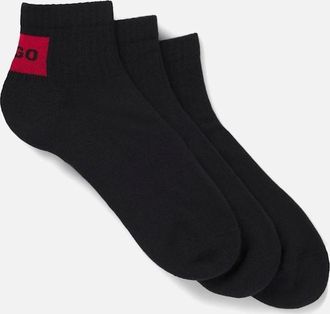 HUGO BOSS Mens 3 Pack of Logo Ankle Socks - Black - Size: 9/9.5/11.5/11/10.5/10/12