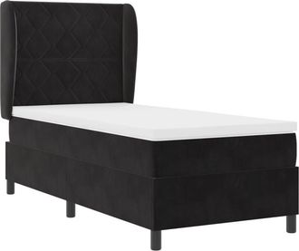 vidaXL Box Spring Bed with Mattress Black 100 x 200 cm Velvet vidaXL