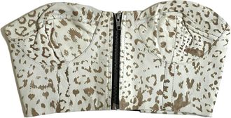 One Teaspoon Womens Animal Print Leather Bustier Top In Multicolor
