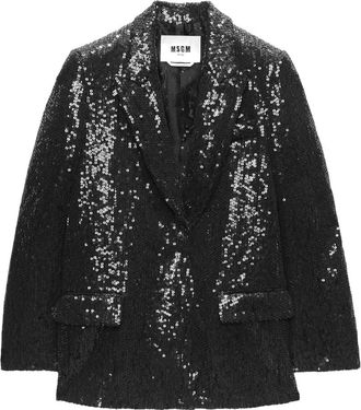 Msgm Jas met pailletten - Dames - Blazers - Zwart - XL - Pailletten - Jassen