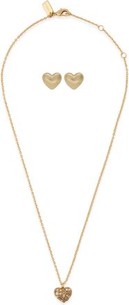 Coach Heart Stud Earrings and Necklace set - Crystal - One Size