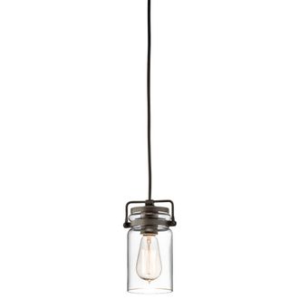 Netlighting Brinley 1 Light Ceiling Mini Pendant Olde Bronze E27 in Brown