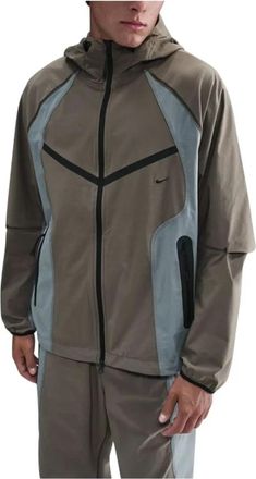 Nike Tech Dri-FIT Woven Color-Block Windrunner Loose Jacket - Heren - Windbreakers - Grijs - XL - Leer - Fitness