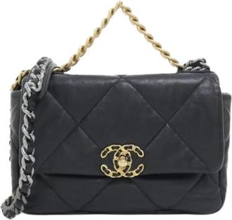 Chanel Pre-owned 19 Lamslederen Schoudertas - Dames - Vintage Schoudertas - Zwart - ONE Size - Leer - Vintage