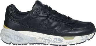 Premiata Black Graphic Leather Sneakers