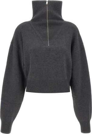 Coperni Quarter-Zip Crop Trui - Dames - Truien - Grijs - Maat: M Zijde