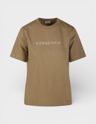 Burberry Womens Burberry Paisley Print Logo Cotton T Shirt Teddy Brown - Size: 10/8