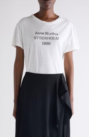 Acne Studios Etza 1996 Distressed Logo Graphic T-Shirt in Off White at Nordstrom, Size X-Small