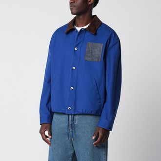 Loewe Giacca a maniche lunghe blu in cotone e pelle