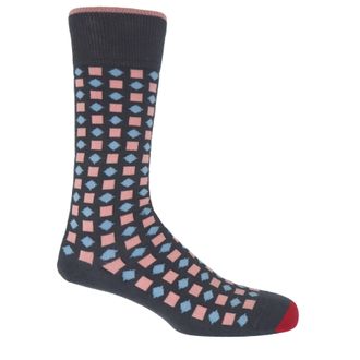 Peper Harow Diamonds Mens Socks - Grey