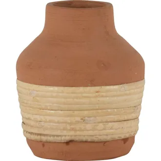 Foreside Home And Garden Natural Handthrown Terracotta & Rattan Bud Vase in Brown at Nordstrom