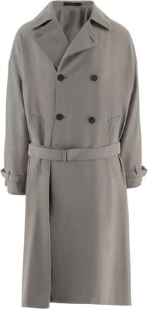 Giorgio Armani Double-breasted Nylon Coat - Heren - Trenchcoats - Grijs - L - Nylon - Jassen
