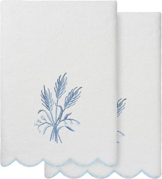Linum Home Textiles 100% Turkish Cotton Whitney Scallop 2Pc Embellished Bath Towel Set