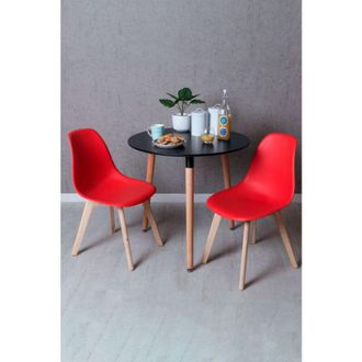 Regalos Miguel Regalos Miguel - Black Friday - Conjunto Mesa Tower Redonda 80 Cm Negra Y Pack 2 Sillas Kelen - Rojo