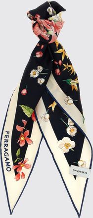 Ferragamo Floral Print Diamond-Shaped Pure Silk Foulard