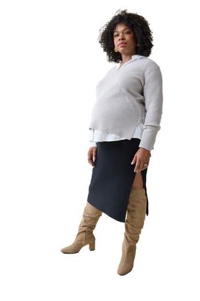 Ingrid & Isabel Side Zip Maternity and Nursing Sweater in Light Gray at Nordstrom, Size Medium