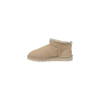 UGG Winter Boots, female, Beige, Size: 6 US Leather Lined Rubber Sole Ankle Boots