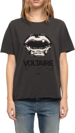 Zadig&Voltaire Tommer HC Tour Lips Graphic Tee in Carbone at Nordstrom, Size X-Small