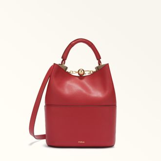 Furla Sfera Bucket Bag S Lacca Red Napoli Double Calf Leather Woman