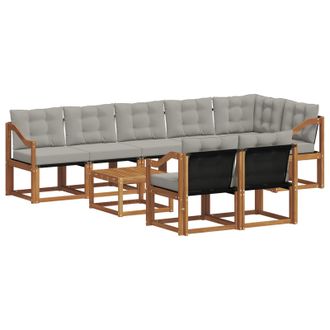 vidaXL Conjunto De Sof&aacute;s De Exterior 9 Pcs Gris Natural Y Claro Vidaxl