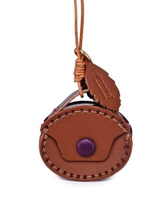 OLD TREND Oval Genuine Leather Two Tone Mini Charm in Brown at Nordstrom