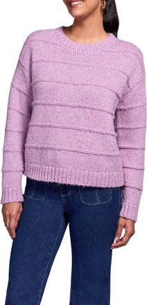 Tribal Heathered Stripe Crew Neck Sweater In Purple Lotus