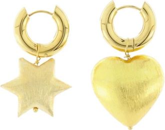 Timeless Pearly Niet-overeenkomende Donut en Hart Oorbellen - Dames - Oorbellen - Geel - ONE Size - Accessoires