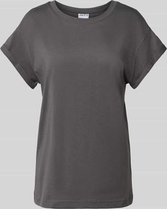 Jake*s Casual T-Shirt mit geripptem Rundhalsausschnitt in Dunkelgrau, Größe XXL