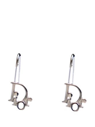 Dior 20th Century Palladium Plated Logo Drop Earrings costume earrings - women - Brass - One Size - Silver