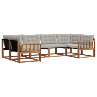 vidaXL Conjunto De Sof&aacute;s De Exterior 6 Pcs Gris Natural Y Claro Vidaxl